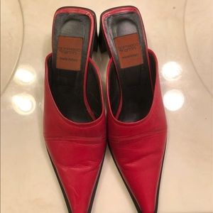 Ladies red leather mules size 8 or 38.5